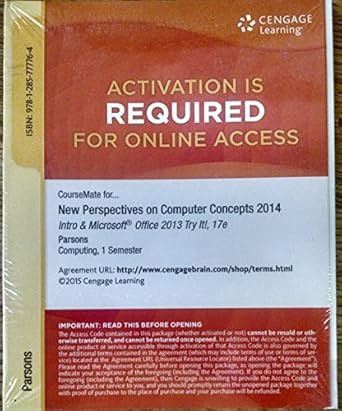 coursemate printed access card for parsons/oja s new perspectives on computer concepts 2014 introductory 17th