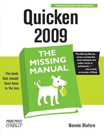 quicken 2009 the missing manual 1st edition bonnie biafore 0596522487, 978-0596522483