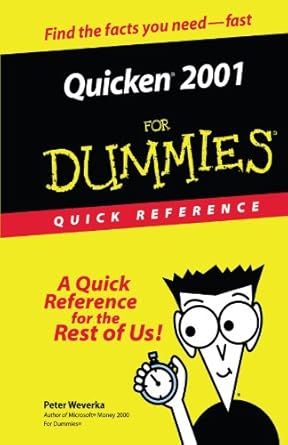quicken 2001 for dummies quick reference 1st edition peter weverka 0764507885, 978-0764507885