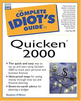 complete idiots guide to quicken 2000 1st edition obrien 0789722186, 978-0789722188