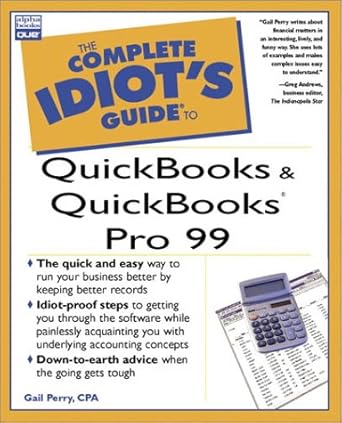 the complete idiots guide to quickbooks and quickbooks pro 1st edition gail perry 0789719665, 978-0789719669