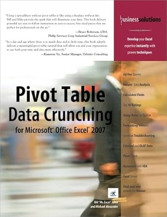 pivot table data crunching for microsoft office excel 2007 1st edition bill jelen ,michael alexander