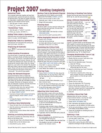 microsoft project 2007 quick reference guide handling complexity 1st edition beezix inc 1934433748,