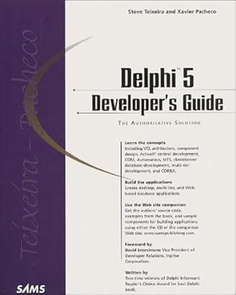 delphi 5 developers guide 1st edition steve teixeira ,xavier pacheco 0672317818, 978-0672317811