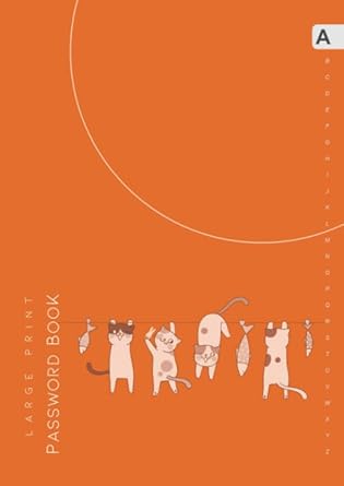 password book a4 large print password notebook organizer a z alphabetical tabs cute funny hanging cat design