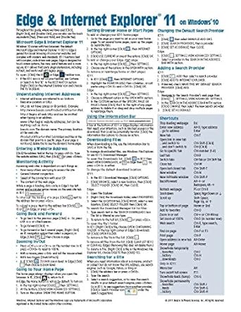 microsoft edge and internet explorer 11 for windows 10 quick reference guide 1st edition beezix inc