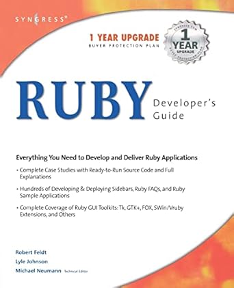 ruby developers guide 1st edition syngress ,robert feldt ,lyle johnson ,jonothon ortiz 1928994644,