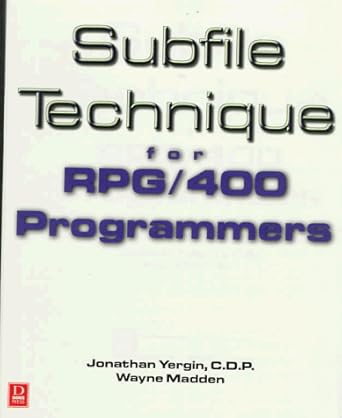 subfile technique for rpg/400 programmers 1st edition jonathan yergin ,wayne madden 1882419413, 978-1882419418