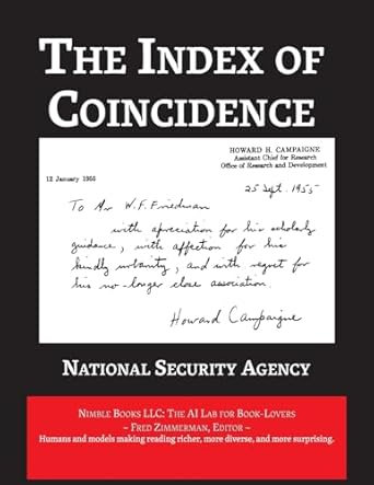 the index of coincidence 1st edition national security agency ,fred zimmerman 1608882535, 978-1608882533