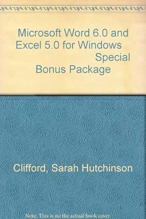 microsoft word 6 0 and excel 5 0 for windows special bonus package 1st edition sarah hutchinson clifford