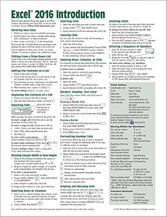microsoft excel 2016 introduction quick reference guide windows version 1st edition beezix inc 1939791928,