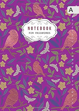 notebook for passwords b6 internet logbook journal small with alphabetical tabs bird tree floral design