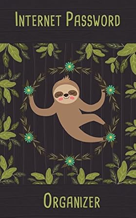 internet password organizer never forget a password again 5 x 8 cute sloth in the jungle design small