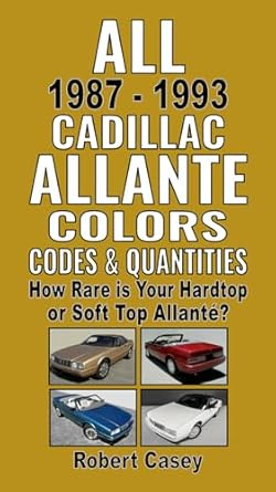 all 1987 1993 cadillac allante colors codes and quantities how rare is your allante 1st edition robert casey