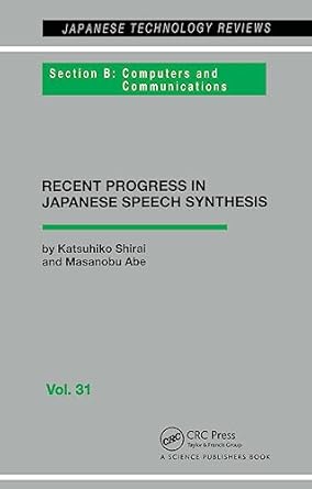 recent progress in japanese speech synthesis 1st edition katsuhiko shirai 9056990950, 978-9056990954