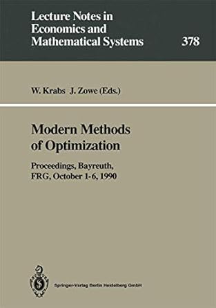 modern methods of optimization proceedings of the summer school modern methods of optimization held at the