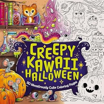 creepy kawaii halloween 50 monstrously cute coloring pages 1st edition editors of cider mill press ,ela
