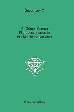 plant conservation in the mediterranean area 1st edition c gomez campo 9061935237, 978-9061935230