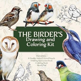 the birders drawing and coloring kit create and color beautiful birds includes sketch pad drawing instruction