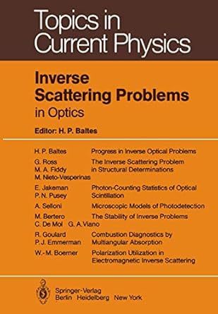 inverse scattering problems in optics 1st edition r jost h p baltes 3540101047, 978-3540101048