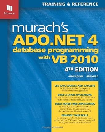 murachs ado net 4 database programming with vb 2010 1st edition anne boehm ,ged mead 1890774626,