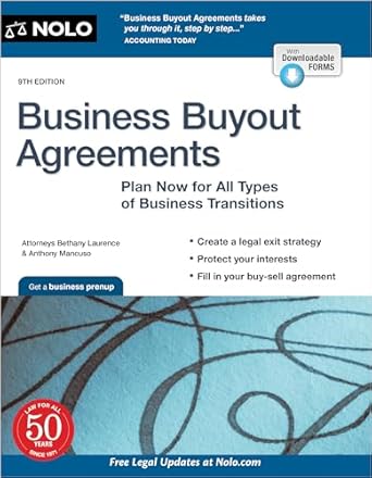 business buyout agreements plan now for all types of business transitions 1st edition bethany laurence
