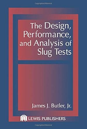 the design performance and analysis of slug tests 1st edition james johnson butler jr 1566702305,
