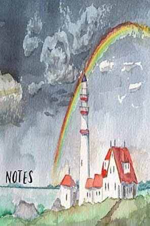 notes lighthouse seaside rainbow watercolour homework book notepad notebook composition and journal gratitude