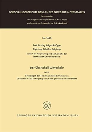 der uberschall luftverkehr grundlangen der technik und des betriebes von uberschall verkehrsflugzeugen fur