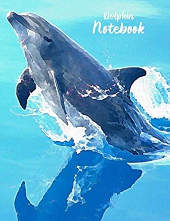 dolphin notebook large size college ruled watercolor leaping dolphins cover blank lined interior 1st edition