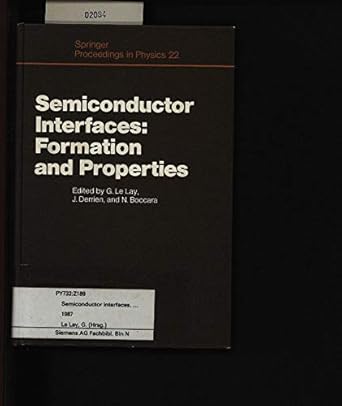 semiconductor interfaces formation and properties proceedings of the workshop les houches france february 24
