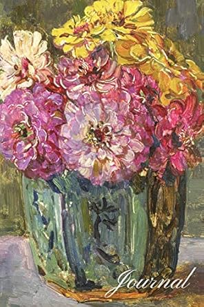 journal gorgeous zinnias flower arrangement vintage art painting journal/diary/notebook to write in doodle in