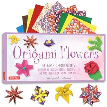 origami flowers kit 41 easy to fold models includes 98 sheets of special origami paper great for kids and