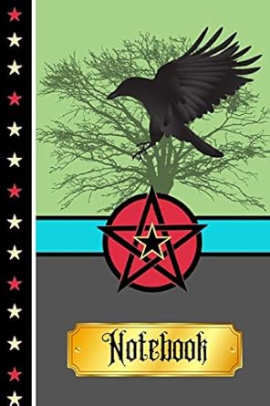notebook wicca raven magic pentagram writing gift lined notebook 130 pages 6 x 9 1st edition shae athena
