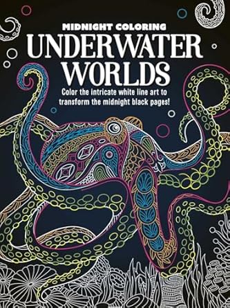 midnight coloring underwater worlds color in intricate white line art to transform the midnight black pages