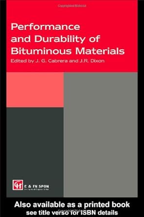 performance and durability of bituminous materials 1st edition j g cabrera 0419197303, 978-0419197300