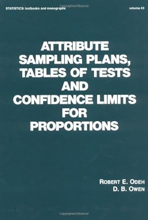 attribute sampling plans tables of tests and confidence limits for proportions 1st edition r odeh 0824771362,