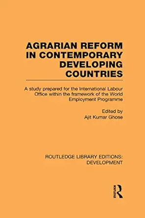 agrarian reform in contemporary developing countries a study prepared for the international labour office