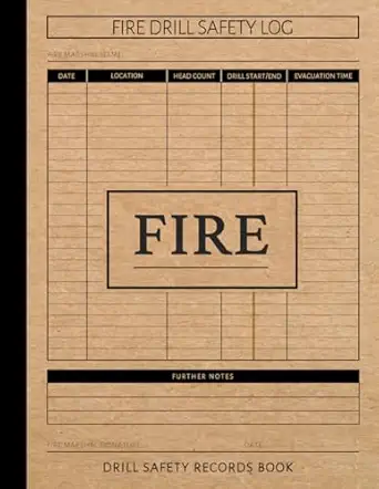 fire drill safety records book emergency evacuation log detail and track every test ideal for business home