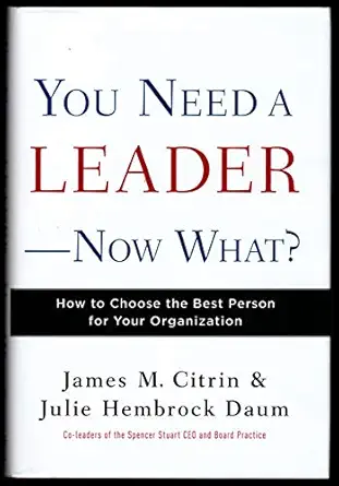 you need a leader now what how to choose the best person for your organization 1st edition james m citrin