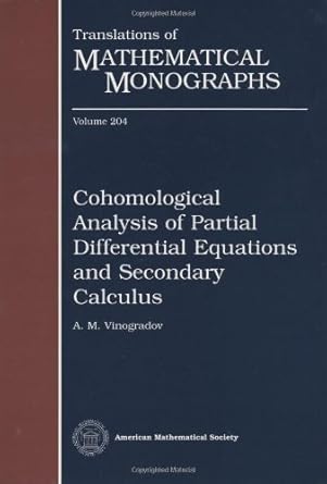 cohomological analysis of partial differential equations and secondary calculus 1st edition a m vinogradov