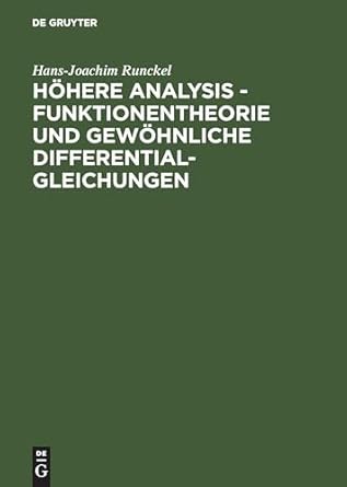 hohere analysis funktionentheorie und gewohnliche differentialgleichungen ein kompaktkurs 1st edition hans