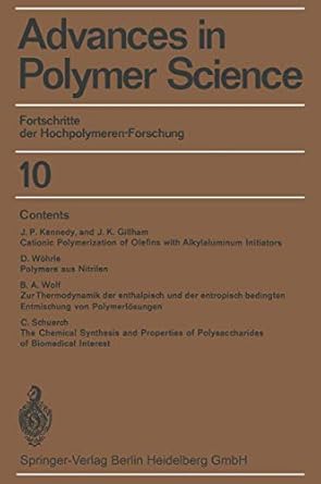 fortschritte der hochpolymeren forschung 1st edition h j cantow ,g dall'asta ,j d ferry ,h fujita ,w kern ,g