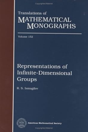 representations of infinite dimensional groups 1st edition r s ismagilov 0821804189, 978-0821804186