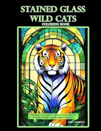 stained glass wild cats with tigers lions ocelots servals cougars bobcats caracals clouded leopards jaguars