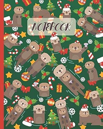 notebook cute otters cartoon and christmas party lined notebook diary track log and journal gift idea for