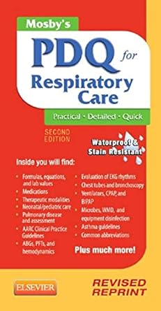 mosbys pdq for respiratory care revised reprint 1st edition helen schaar corning rrt 0323100724,