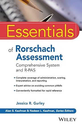essentials of rorschach assessment comprehensive system and r pas 1st edition jessica r gurley 1119060753,