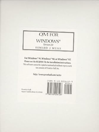 qm for windows version 2 1st edition howard j weiss 0130256129, 978-0130256126