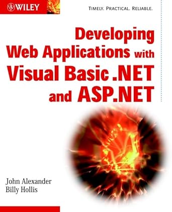 developing web applications with visual basic net and asp net 1st edition john alexander ,billy hollis